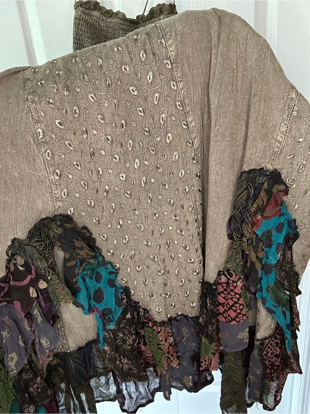 YOUNG THREADS NWT  Boho Maxi Dress Hi-Low Ruffle Embroidered Multicolor - Picture 4 of 16